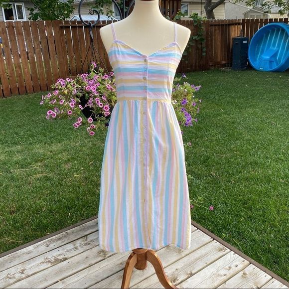 Earth Angel Nasty Gal Dress Pastel Stripe Midi - Picture 1 of 14